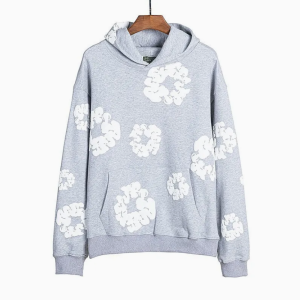 Unisex Denim Tears Hoodie Cotton Wreath 3D Puff Print Streetwear Pullover Hoodie
