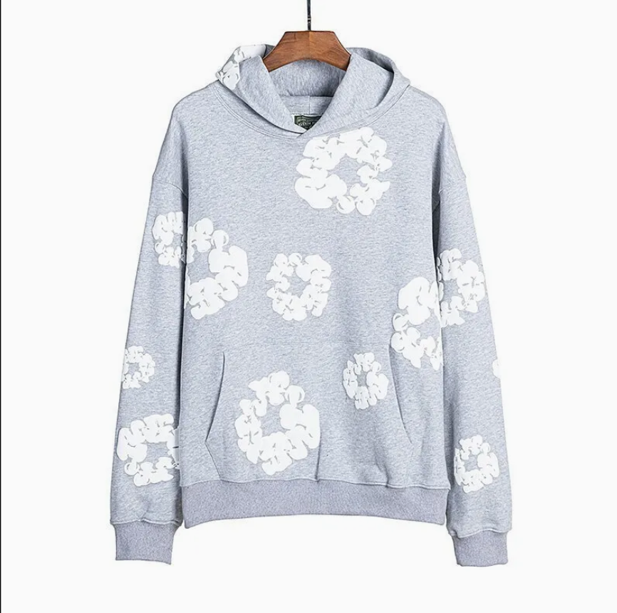 Unisex Denim Tears Hoodie Cotton Wreath 3D Puff Print Streetwear Pullover Hoodie