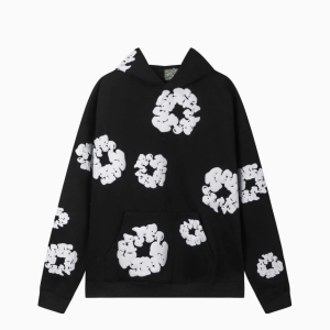 Unisex Denim Tears Hoodie Cotton Wreath 3D Puff Print Streetwear Pullover Hoodie