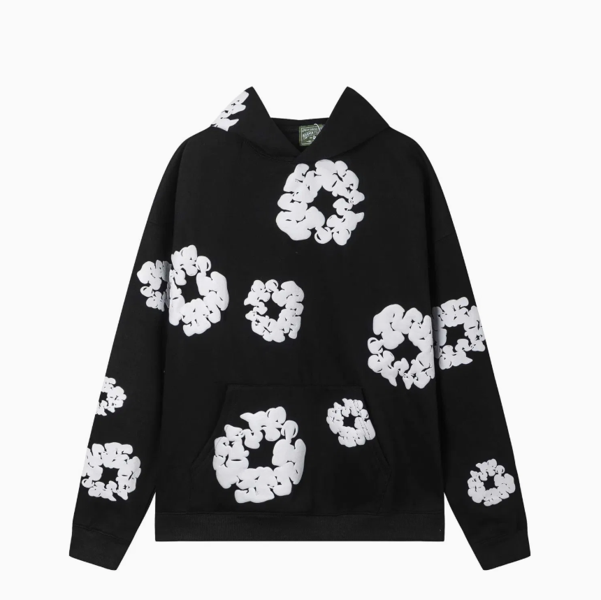 Unisex Denim Tears Hoodie Cotton Wreath 3D Puff Print Streetwear Pullover Hoodie