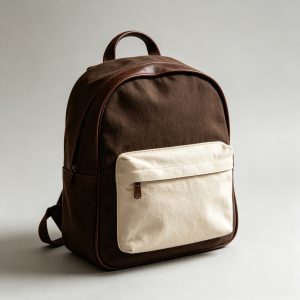 Canvas_Backpack_DarkBrown_CreamPocket