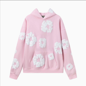 Unisex Denim Tears Hoodie Cotton Wreath 3D Puff Print Streetwear Pullover Hoodie