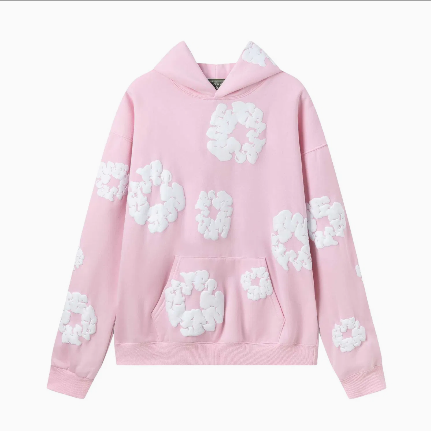 Unisex Denim Tears Hoodie Cotton Wreath 3D Puff Print Streetwear Pullover Hoodie